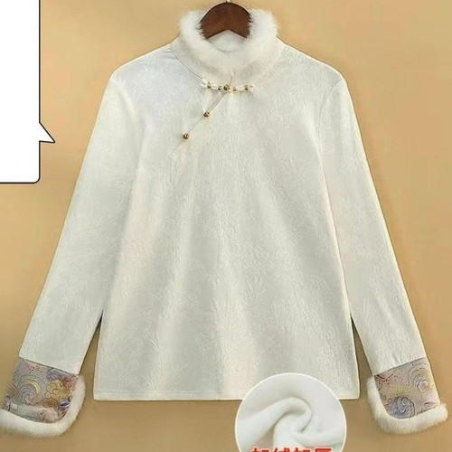 春秋新中式国风盘扣印花大码上衣