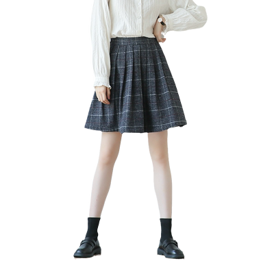 秋冬日系小个子毛呢百褶半身裙