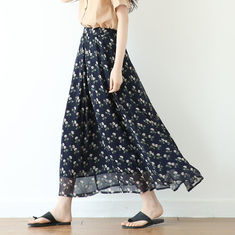 SUIN2020 Amoi literature fresh Retro Mori girl Broken flowers Chiffon Mid length version Body Big swing skirt 217in the Women's clothing/Boutique , Skirts  category - from Buy2taobao.com to provide professional Taobao agent buy service