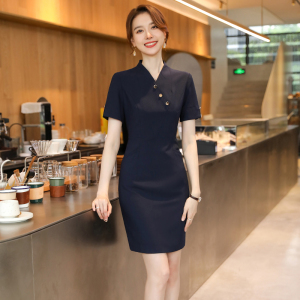 诗璐雅高端职业女装连衣裙夏季短袖气质时尚OL风通勤工作服包臀裙