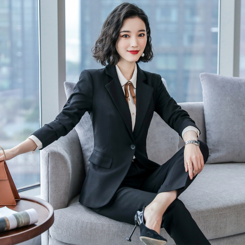 诗璐雅小个子职业西服套装女秋冬高端一粒扣西装外套大堂经理正装