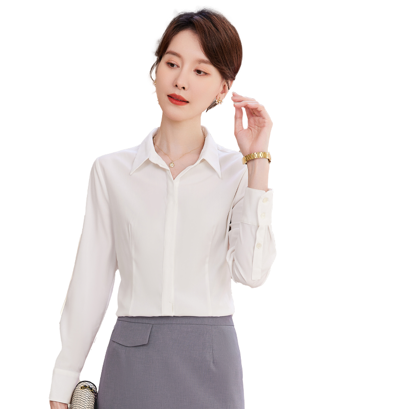 诗璐雅职业通勤白衬衫女长袖气质