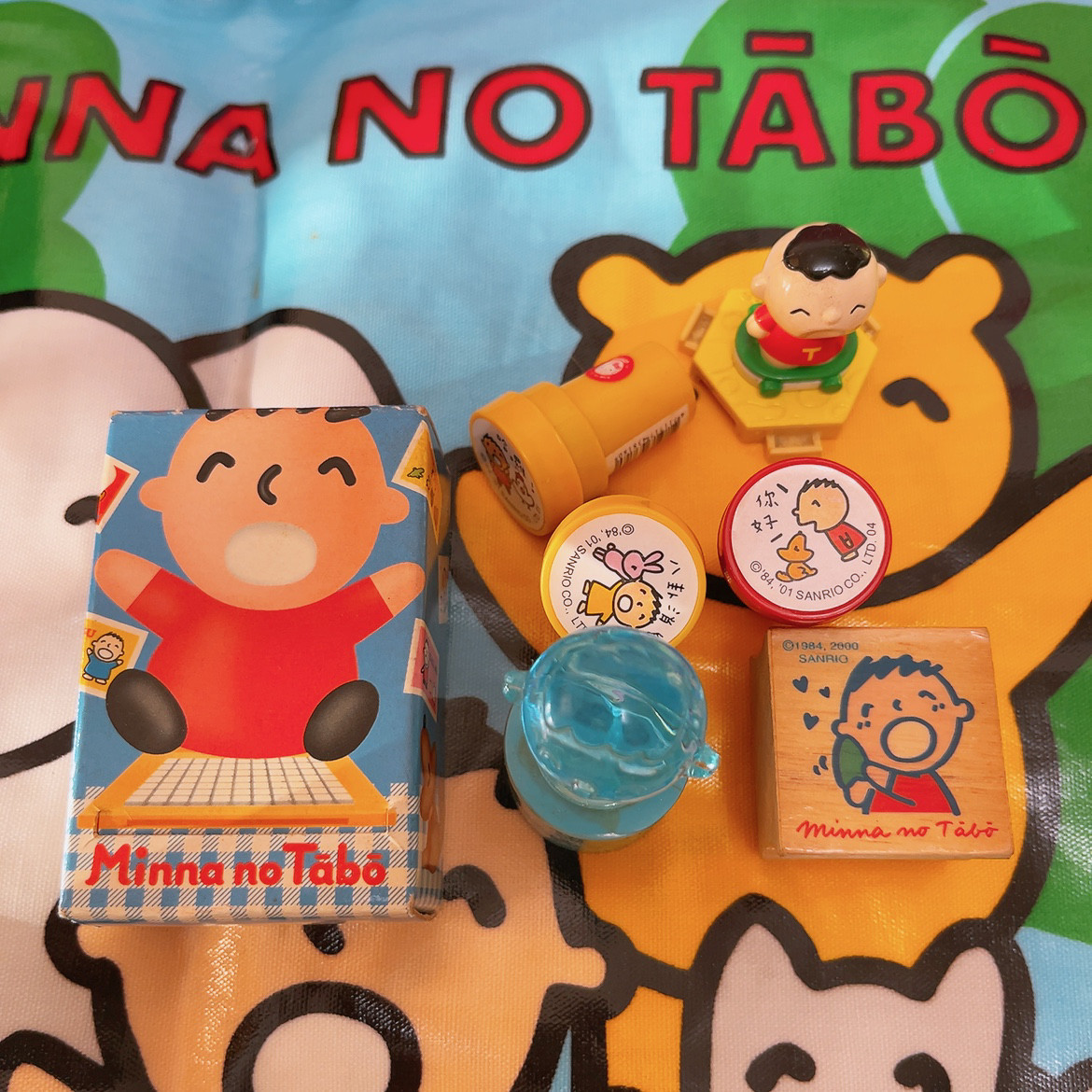 7件套日本三丽鸥中古大口仔印章贴纸摆件摆设大宝minna no tabo