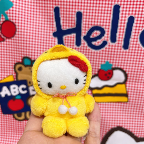 中古三丽鸥小黄鸡Hello kitty变装凯蒂猫公仔鼻嘎挂件