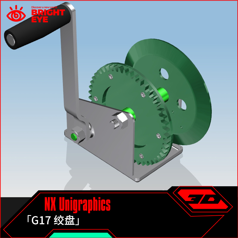 绞盘ug模型库NX三维prt装配结构零件stp建模标准件片体图造型画图