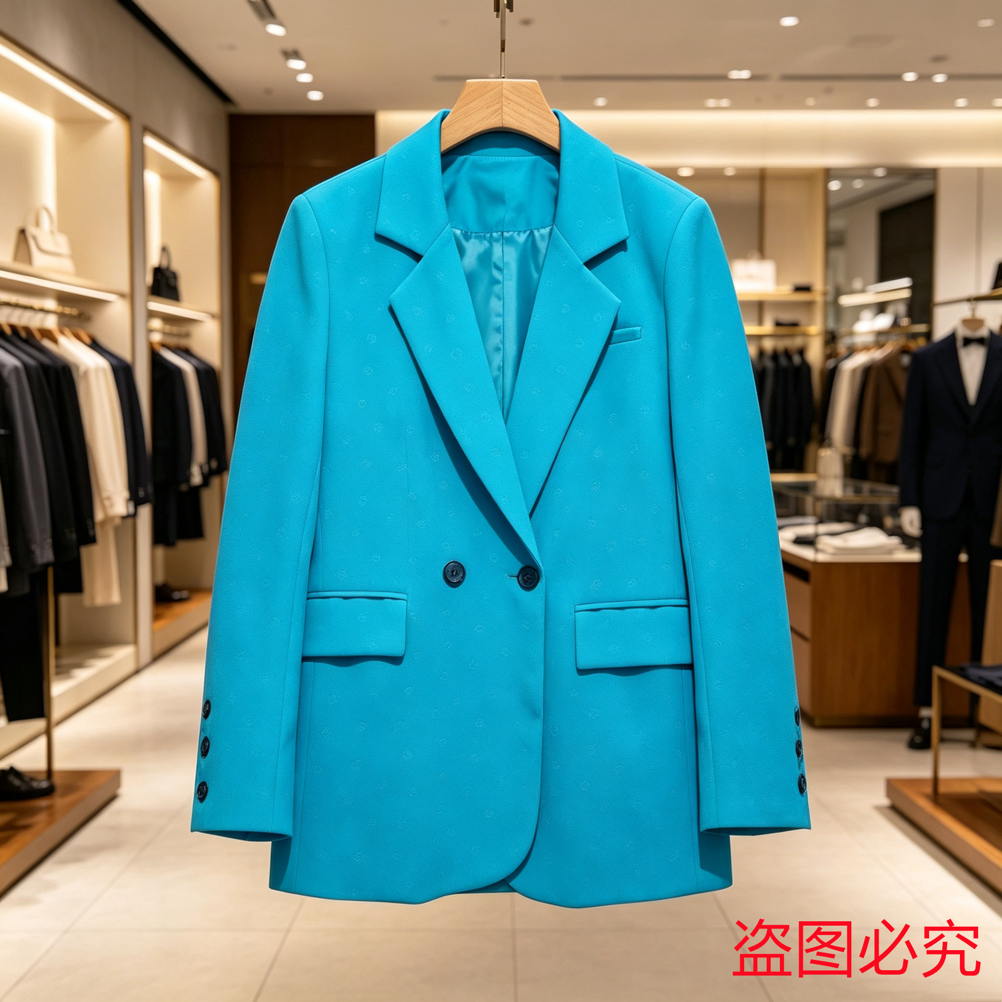湖蓝色西装小个子穿巨显白显瘦