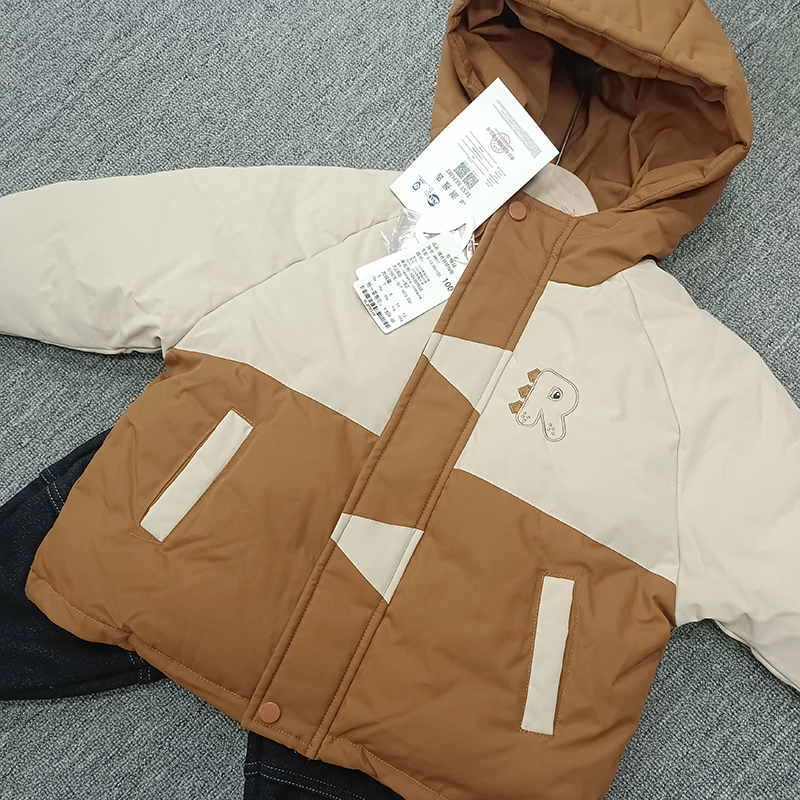 撞色拼接羽绒服男童连帽冬季加厚90白鸭绒