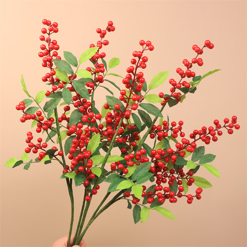 冬青红果发财果年宵花仿真花假花