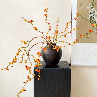 新中式南蛇藤果仿真花假花摆设发财果干花客厅玄关装饰品花艺摆件