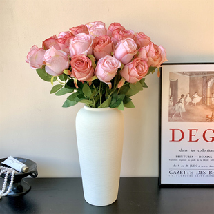 玫瑰花仿真花高档2025新款 饰品假花 花束塑料花插花摆件客厅摆设装