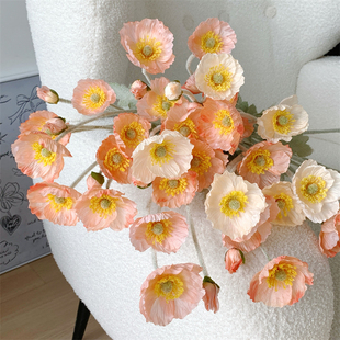 仿真花冰岛虞美人假花摆设客厅插花餐桌花摆花高品质罂粟装饰干花