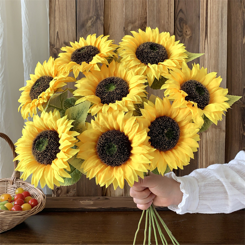 向日葵假花仿真花摆设客厅餐桌花艺摆件家居装饰塑料花束绢花道具,家居饰品,仿真花/假花,淘宝优惠券,粉丝福利购,淘宝优惠卷