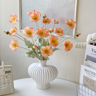 彷真花冰岛虞美人假花摆设客厅插花餐桌花摆花高品质罂粟装饰干