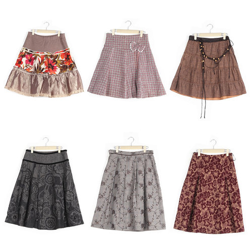 QP古着Vintage羊毛呢格条半身裙