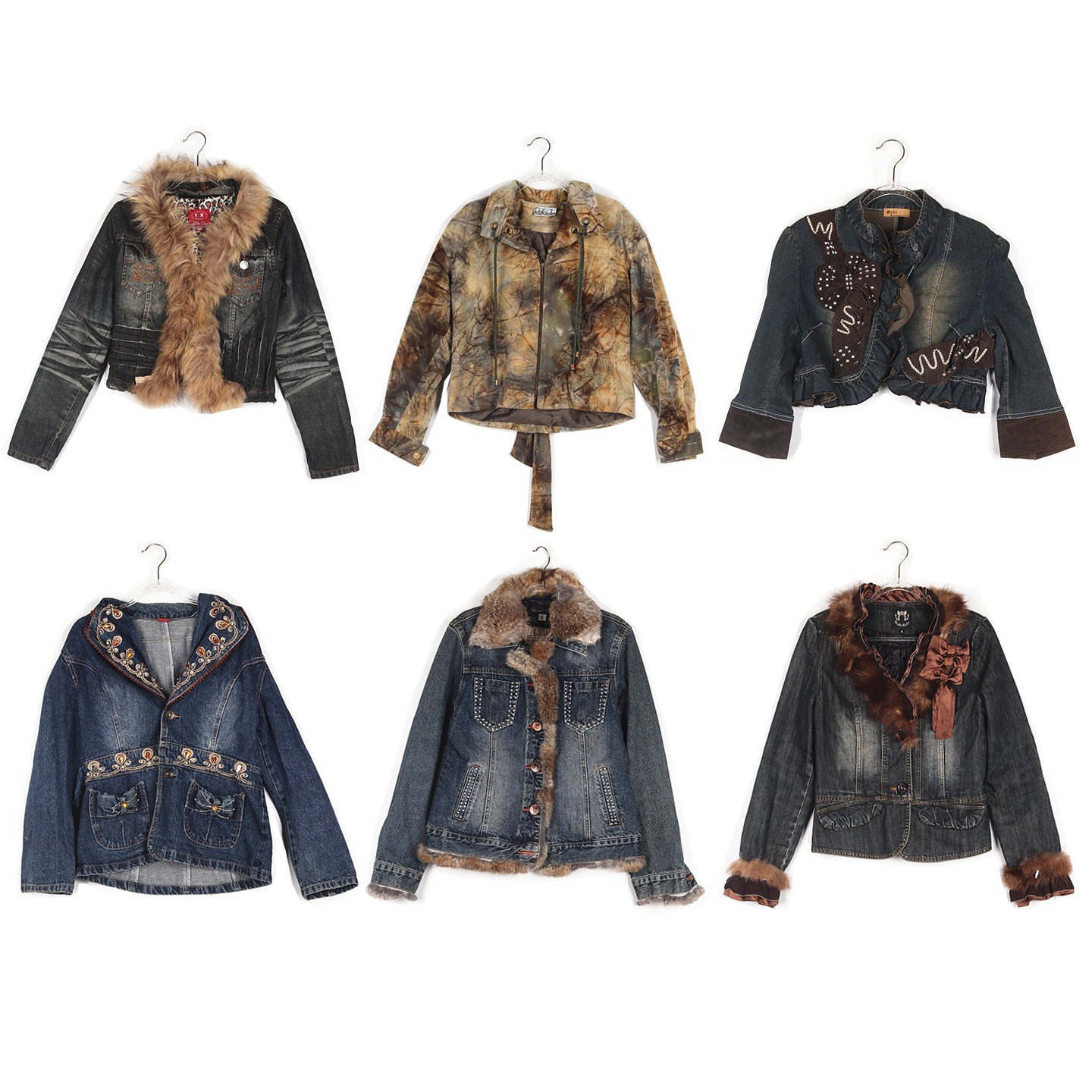 古着Vintage 美式复古废土风刺绣牛仔外套女千禧短款修身毛领夹克,男装,牛仔外套,淘宝优惠券,粉丝福利购,淘宝优惠卷