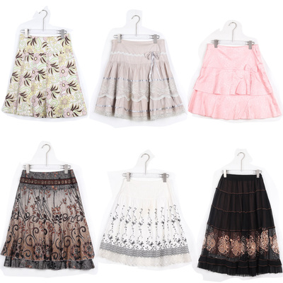 英伦复古一格条A字长款半身裙