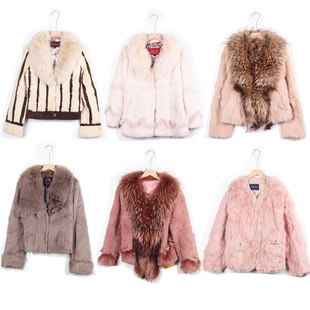 DA古着Vintage 兔毛皮大毛领皮草外套女复古狐狸毛领兔兔皮草外套