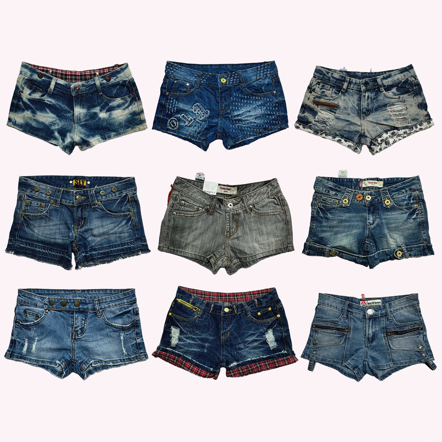 UQ古着Vintage复古Y2K辣妹风低腰牛仔短裤女学生街头破洞毛边热裤