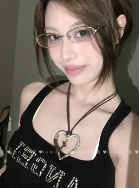 亚文化复古爱心十字架项链