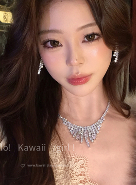 晚宴女主~轻奢闪钻流苏项链耳环