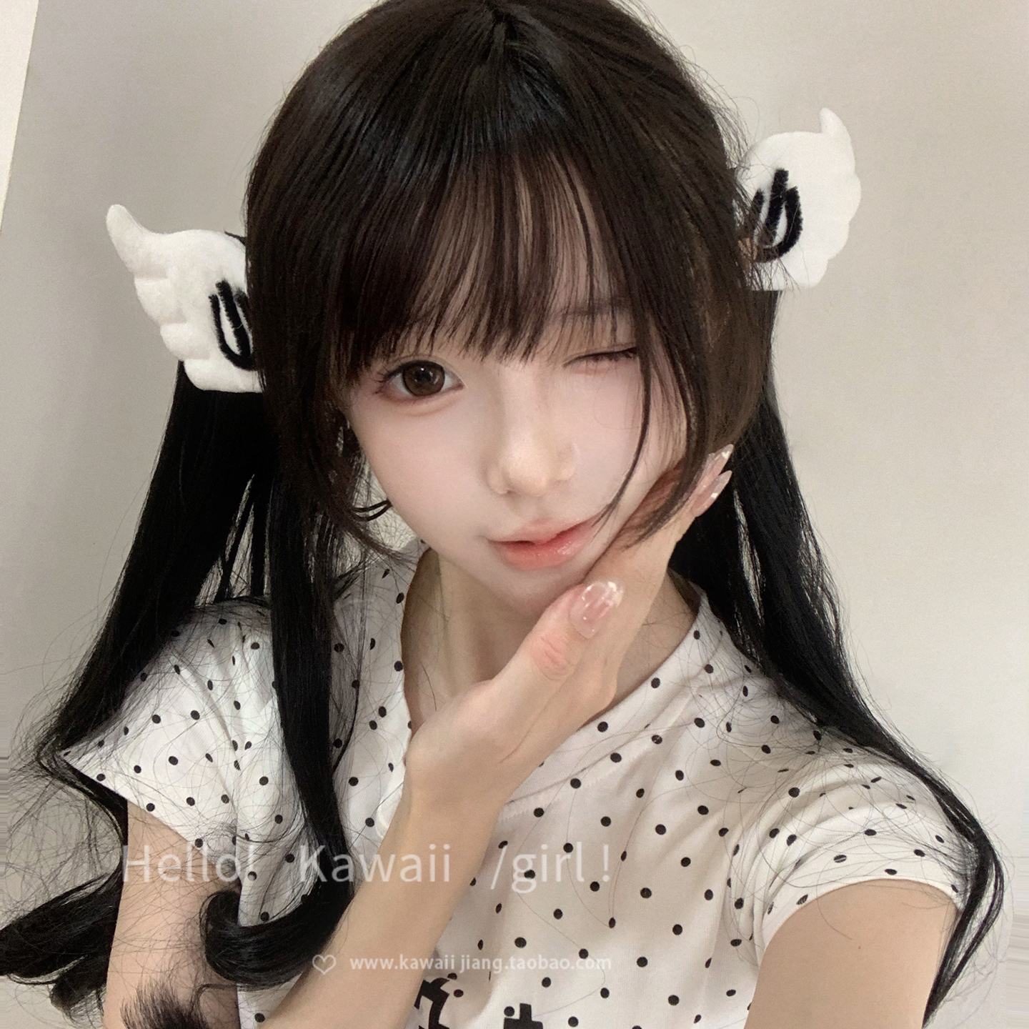 日系亚文化天使开机键翅膀发夹