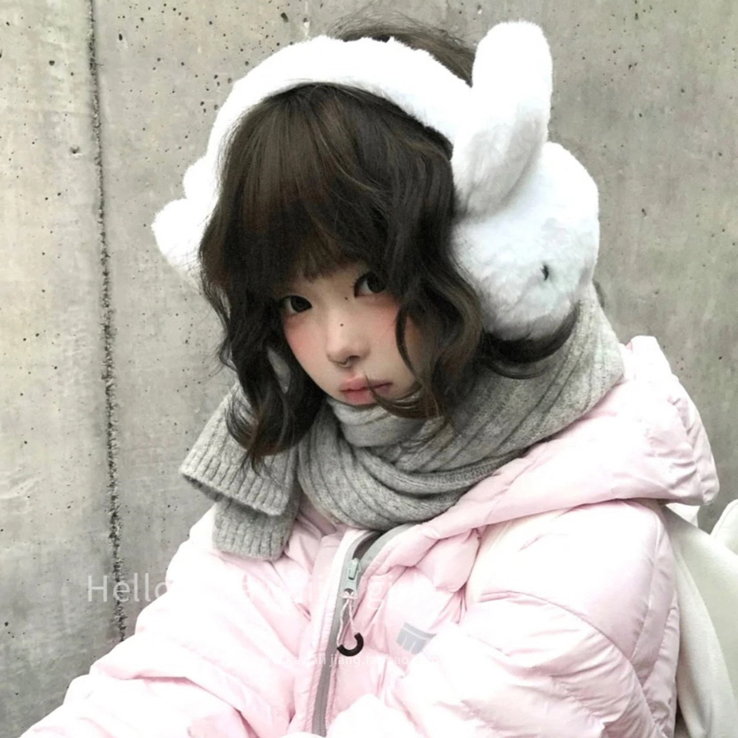 甜美可爱白色米菲兔耳罩