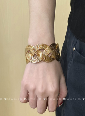 vintage中古金色交叉开口手镯