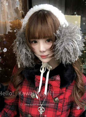 日系少女灰色毛绒耳罩y2k甜酷辣妹加厚软糯耳套小众时髦百搭耳包