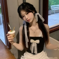 Белая повязка на голову, хвостик, пряди волос, лента, аксессуар для волос с бантиком, цветочный принт