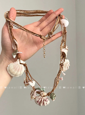 波西米亚天然贝壳吊坠项链