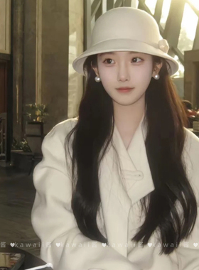 富家千金白色圆顶礼帽秋冬复古气质英伦风渔夫帽名媛优雅赫本发饰