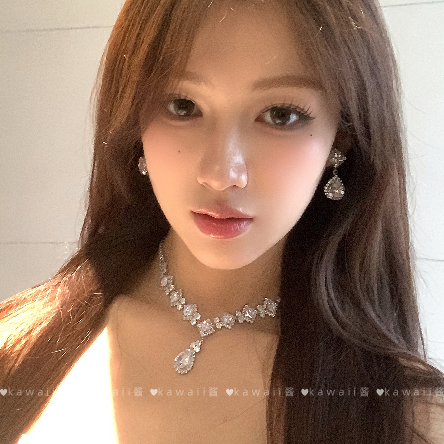 矜贵感超闪水滴锆石项链耳环套装