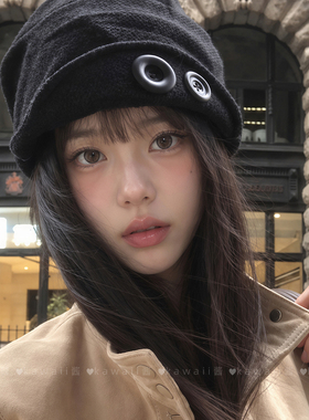 韩系复古纽扣包头堆堆帽