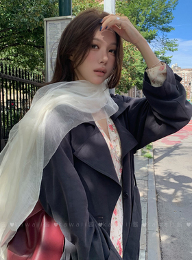 薄款透感棉麻长丝巾女