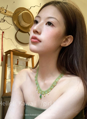 新中式多层蕾丝串珠项链