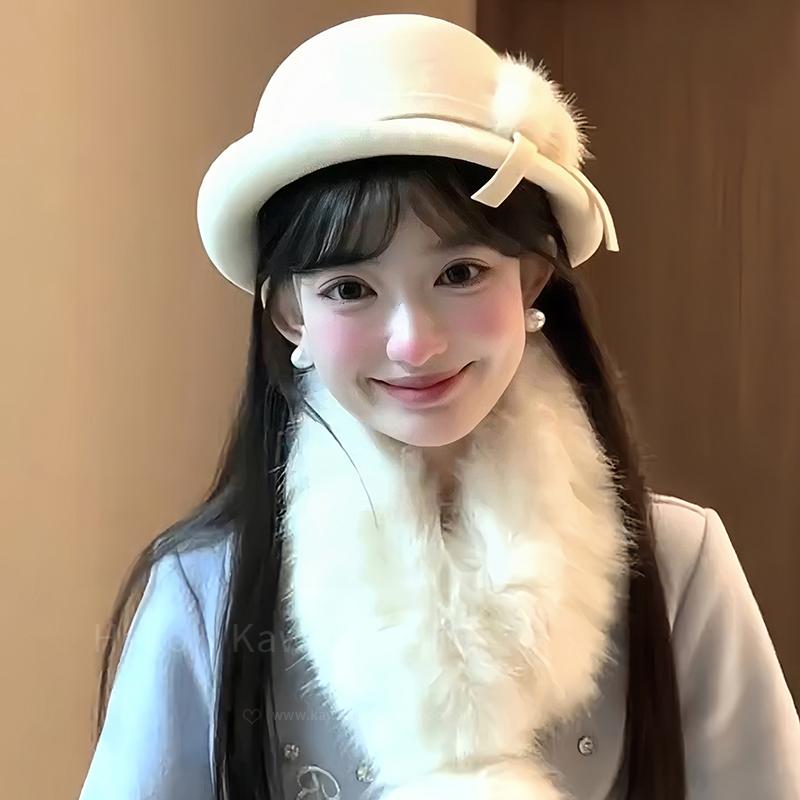 留洋千金风蝴蝶结羊毛帽子