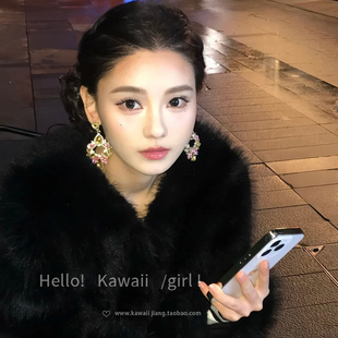 古早千金感镂空水钻耳环轻奢高级感宫廷风耳钉名媛宴会贵气感耳饰