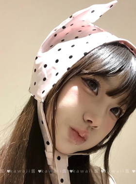 甜美多巴胺小恶魔波点绑带帽子夏季薄款亚文化高级感拍照包头帽女