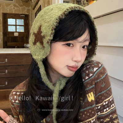 韩系星星双面毛绒针织耳罩