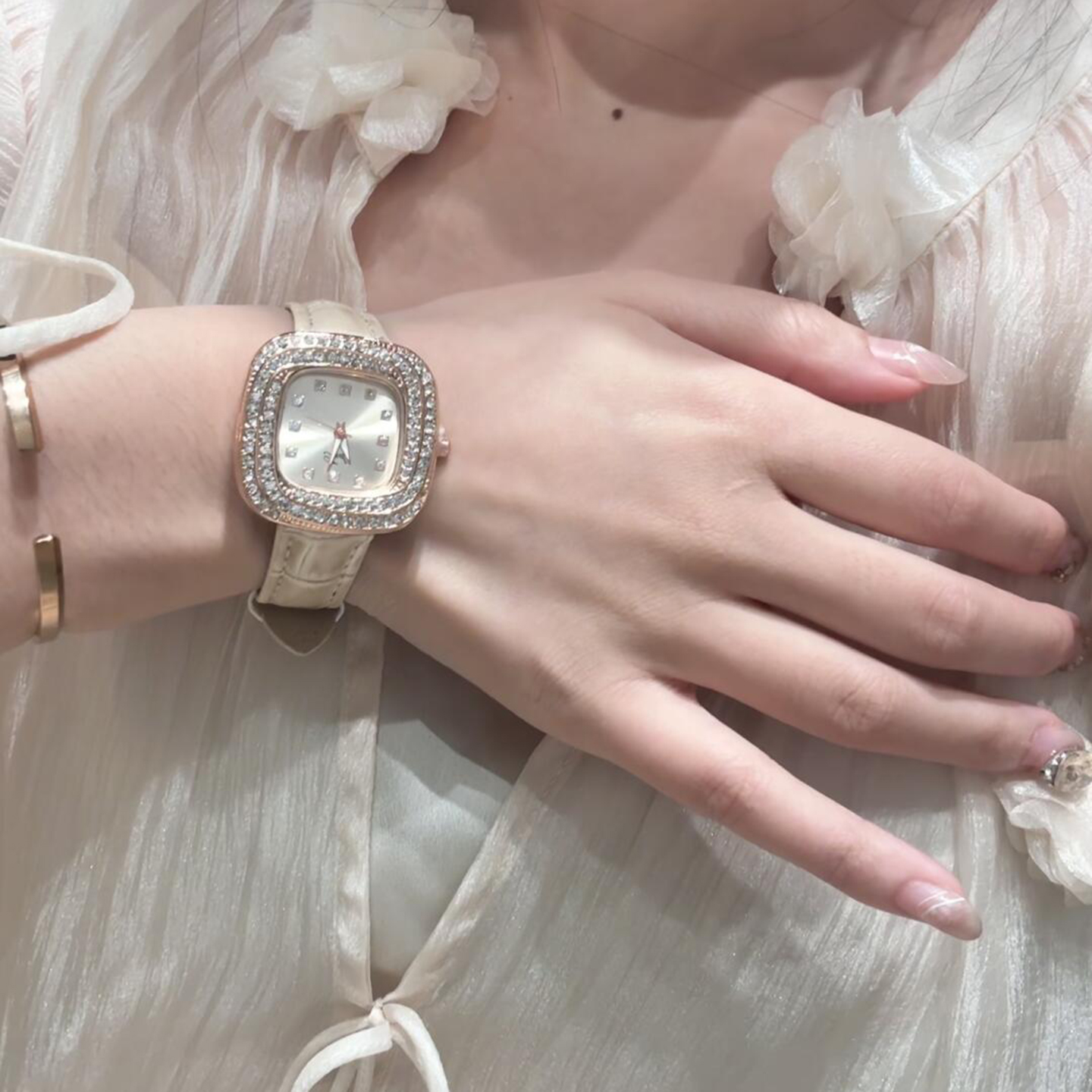 韩系ins风满天星方形手表