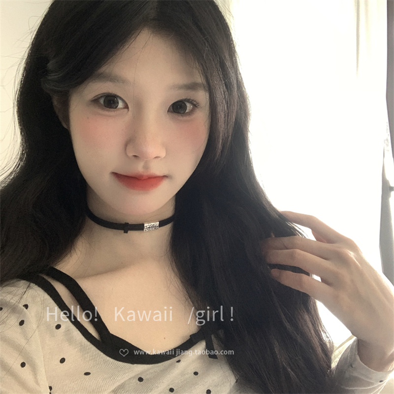 kawaii酱黑色皮绳项链