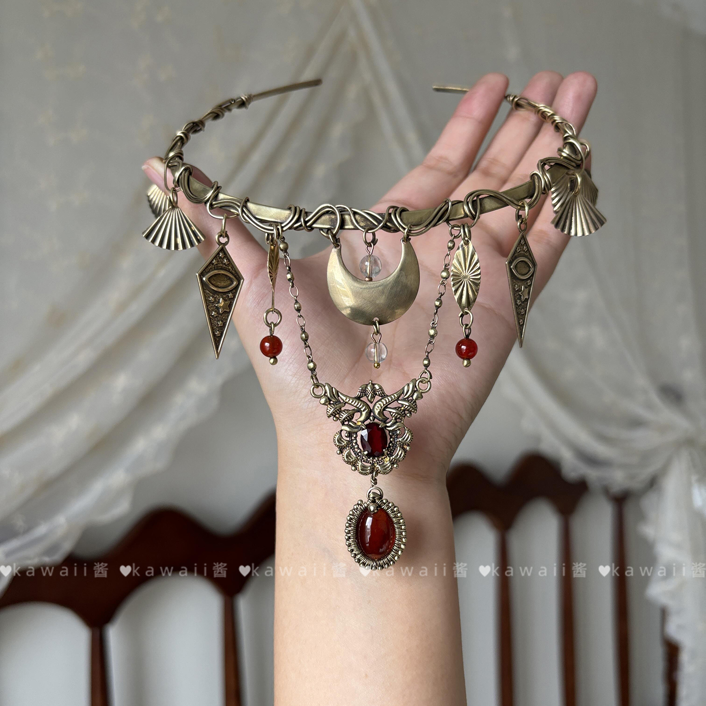 中古vintage古铜色月牙项圈