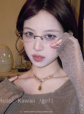 古早辣妹爆闪金色水滴锆石项链