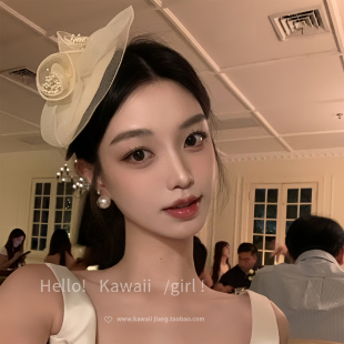 名媛白色千金网纱花朵小礼帽复古小香风发夹礼服旗袍拍照发饰 法式