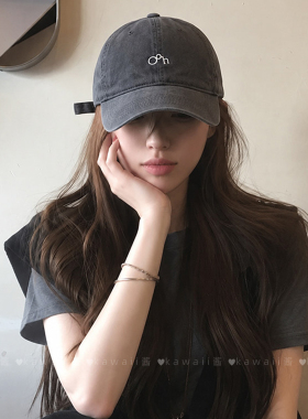 做旧水洗字母棒球帽女