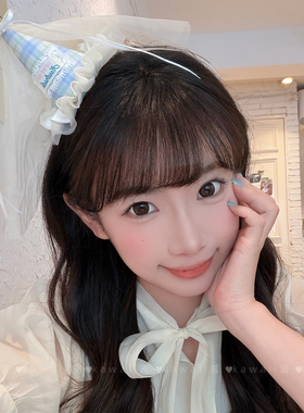 可爱甜美格纹蝴蝶结生日帽