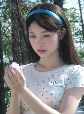 蓝色细发箍森系气质绸缎纯色亮面高级感头饰女小众设计感甜美发饰