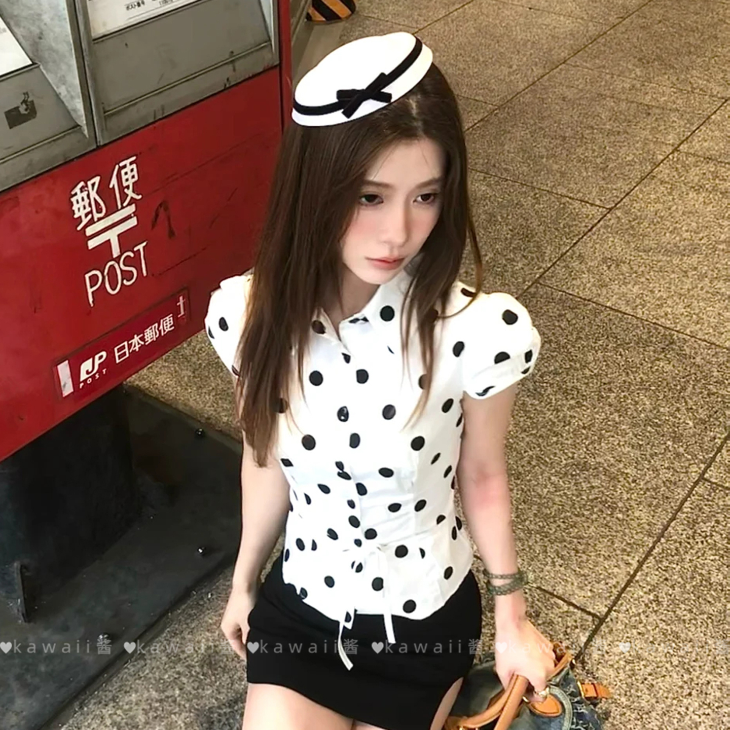 赫本千金风黑白丝绒蝴蝶结礼帽