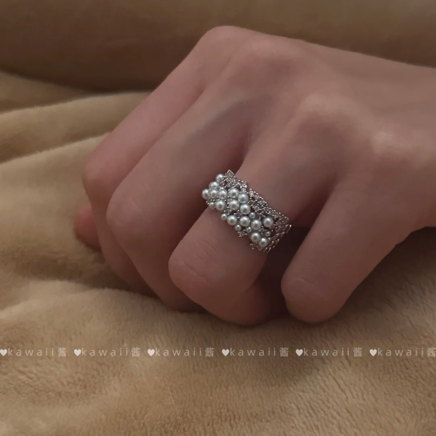 法式满天星珍珠戒指女韩系精致时尚食指戒轻奢重工小众设计感指环,饰品/流行首饰/时尚饰品新,戒指/指环,淘宝优惠券,粉丝福利购,淘宝优惠卷