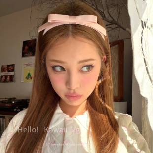 优雅气质高颅顶头箍公主生日发饰 甜美芭蕾风缎面蝴蝶结发箍女法式